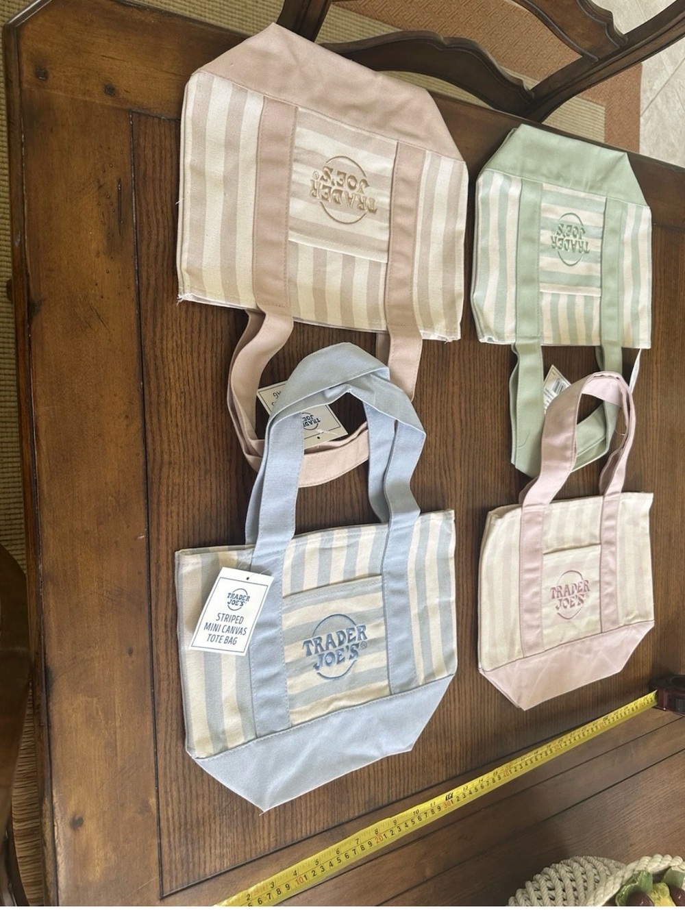 Trader Joe’s Pastel Stripe Canvas Tote Bags Set of 8 bags!!